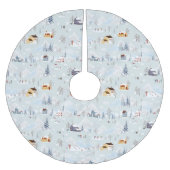 Jupon De Sapin En Polyester Brossé Cosy Winter Wonderland Village de patinage sur gla (Devant)