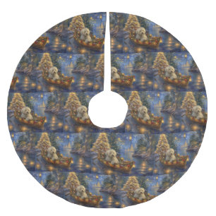 Jupon De Sapin En Polyester Brossé Coton De Tulear Voyage de Noël Festif