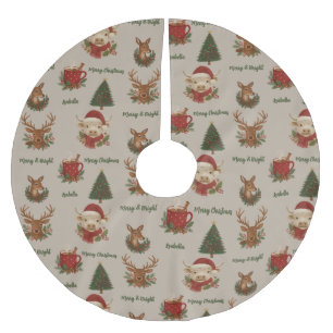 Jupon De Sapin En Polyester Brossé cottagecore rustique joyeux noël animaux & cacao