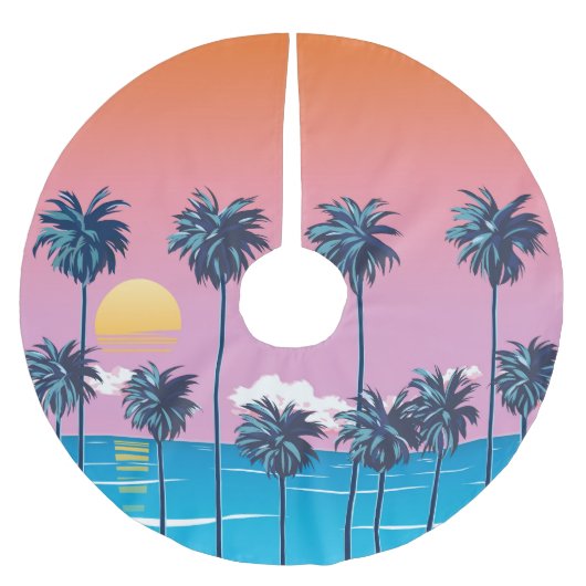Jupon De Sapin En Polyester Brossé Coucher de soleil tropical : Illustration de plage (Devant)