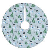 Jupon De Sapin En Polyester Brossé Couleur d'eau douce Motif neige d'hiver (Devant)