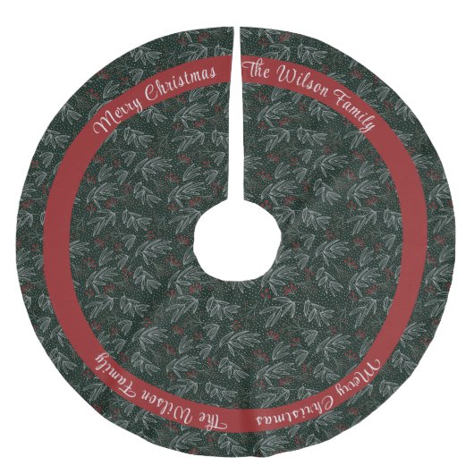 Jupon De Sapin En Polyester Brossé Country Green & Red Ajouter Nom de famille (Devant)