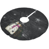 Jupon De Sapin En Polyester Brossé Couple De Neige Avec Jupe D'Arbre De Chien (Angle)