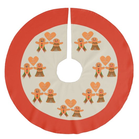 Jupon De Sapin En Polyester Brossé Couple de pain d'épices de Noël (Devant)