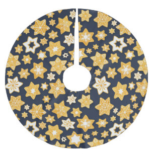 Jupon De Sapin En Polyester Brossé Couronne de biscuits de Noël avec Arrière - plan g