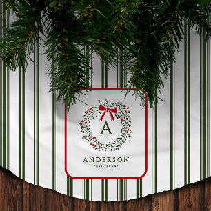 Jupon De Sapin En Polyester Brossé Couronne de Fêtes Personnalisée avec Monogramme et