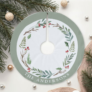Jupon De Sapin En Polyester Brossé Couronne de feuillage hivernal personnalisée au no