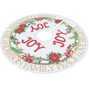 Jupon De Sapin En Polyester Brossé Couronne de joie de famille personnalisée Élégant