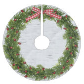 Jupon De Sapin En Polyester Brossé Couronne de Noël à Birch (Devant)