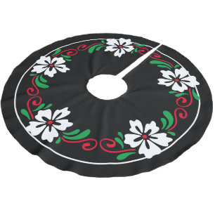 Jupon De Sapin En Polyester Brossé Couronne de Noël fleur d'Hibiscus blanc stylisée