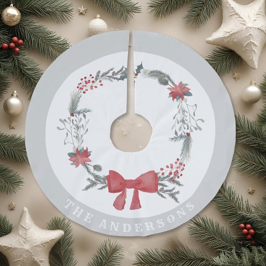 Jupon De Sapin En Polyester Brossé Couronne de Noël rustique Nom de famille