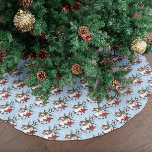 Jupon De Sapin En Polyester Brossé Couronne festive de Noël de rennes bleus