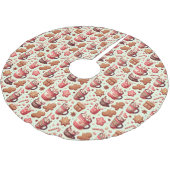 Jupon De Sapin En Polyester Brossé Cozy Christmas Cocoa and Gingerbread Pattern (Angle)