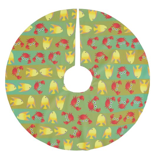 Jupon De Sapin En Polyester Brossé Crabes et poissons (Devant)