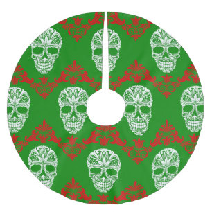 Jupon De Sapin En Polyester Brossé crâne de Noël gothique