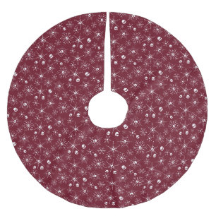 Jupon De Sapin En Polyester Brossé Crâne effrayant Creepmas Noël Snowflakes rouge