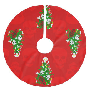 Jupon De Sapin En Polyester Brossé crâne hideux de Noël