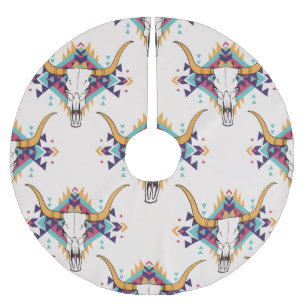 Jupon De Sapin En Polyester Brossé Crâne taureau de la tribu : Boho Seamless