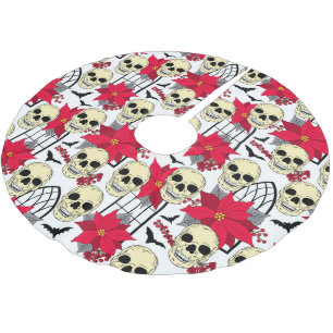 Jupon De Sapin En Polyester Brossé Crânes gothiques chauves-souris et fleurs Goth