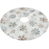 Jupon De Sapin En Polyester Brossé Cream Blue Brown Snowflakes Christmas (Angle)