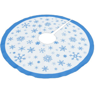 Jupon De Sapin En Polyester Brossé Crèche de Noël blanc et bleu Snowflake