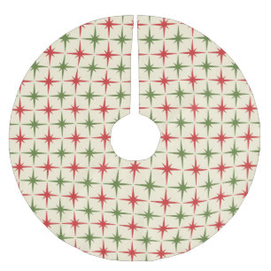Jupon De Sapin En Polyester Brossé Crème de Starbursts Moderne de Noël Rétro
