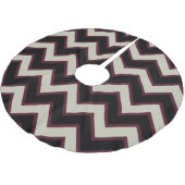 Jupon De Sapin En Polyester Brossé Crème rouge Noir Chevron Stripes Noël (Angle)