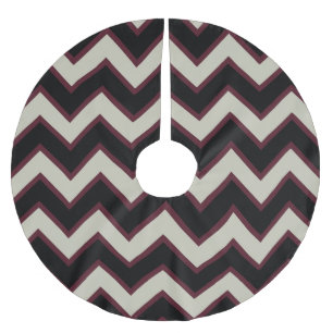 Jupon De Sapin En Polyester Brossé Crème rouge Noir Chevron Stripes Noël