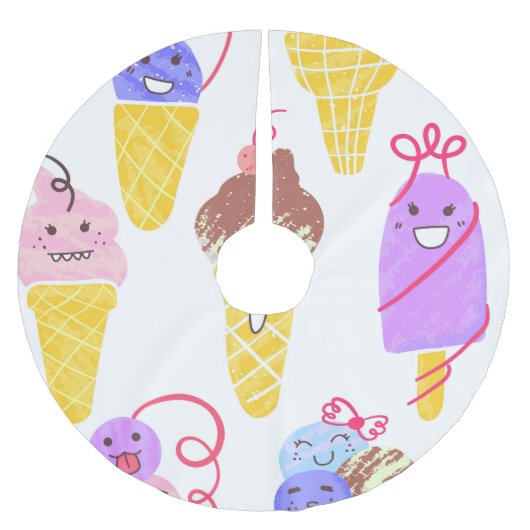 Jupon De Sapin En Polyester Brossé Crèmes glacées Kawaii, motif mignon et sans soudur (Devant)