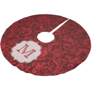 Jupon De Sapin En Polyester Brossé Crimson Red Damask Lac Monogram Première jupe d'ar