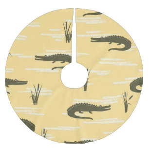 Jupon De Sapin En Polyester Brossé Crocodiles vintages : Motif jaune sans joint