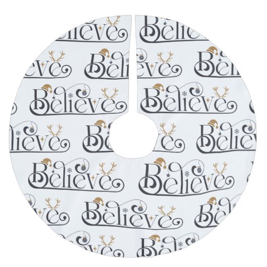 Jupon De Sapin En Polyester Brossé Croire en Noël (Devant)