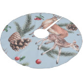 Jupon De Sapin En Polyester Brossé Croquis animal d'hiver, arrière - plan bleu. (Angle)