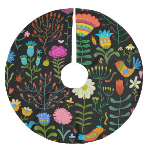 Jupon De Sapin En Polyester Brossé Croquis floral, motif artistique sans couture.