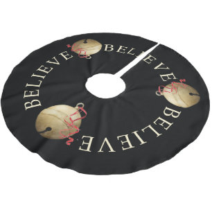 Jupon De Sapin En Polyester Brossé CROYEZ la typographie avec Noël Jingle Bells