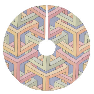 Jupon De Sapin En Polyester Brossé Cubes 3D, Motif d'illusion optique.