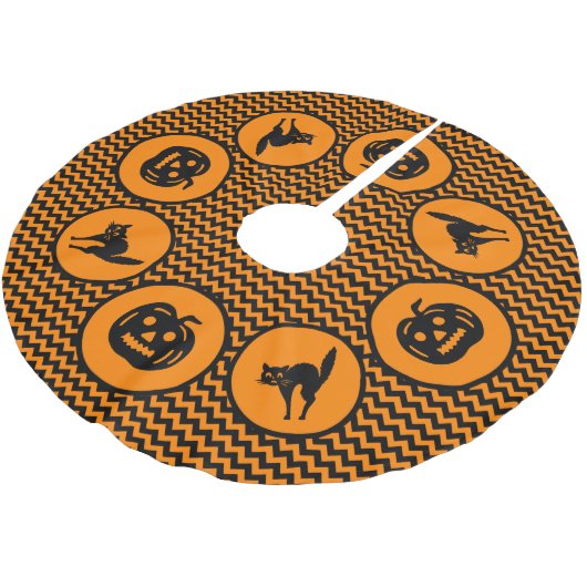 Jupon De Sapin En Polyester Brossé Cute chevron Halloween (Angle)