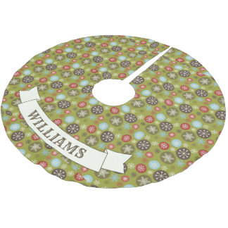 Jupon De Sapin En Polyester Brossé Cute Coloré Retro Motif de flocon de neige