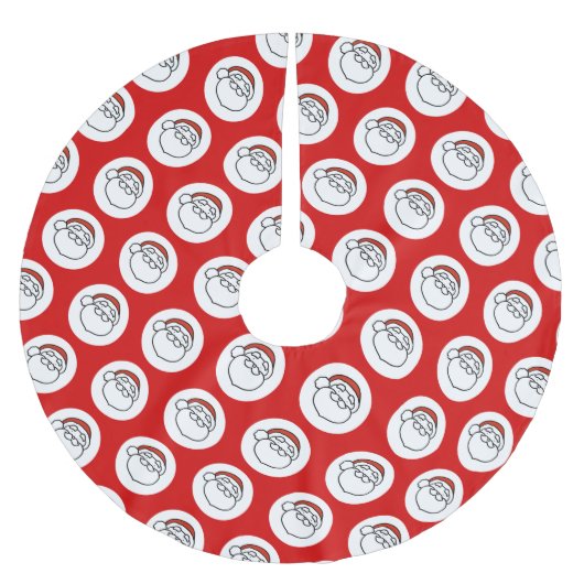 Jupon De Sapin En Polyester Brossé Cute Doodle Art Christmas Santa on Red (Devant)