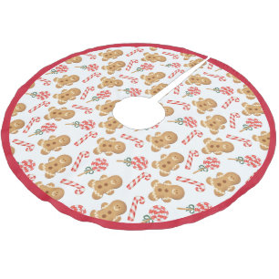 Jupon De Sapin En Polyester Brossé Cute Gingerbread Homme Sucres de canne de vacances