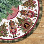 Jupon De Sapin En Polyester Brossé Cute pink green nutcracker christmas printed