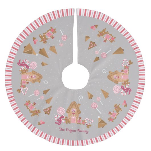 Jupon De Sapin En Polyester Brossé Cute rose Grey Gingpain Maison Sucre de canne (Devant)