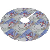 Jupon De Sapin En Polyester Brossé Cute Snowman (Angle)