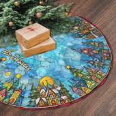 Jupon De Sapin En Polyester Brossé Cute stained glass houses custom christmas