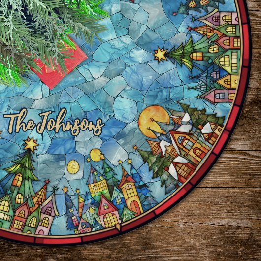 Jupon De Sapin En Polyester Brossé Cute stained glass houses custom christmas