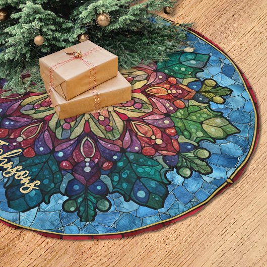 Jupon De Sapin En Polyester Brossé Cute stained glass mandala custom christmas