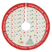 Jupon De Sapin En Polyester Brossé Cute White Teddy Bear & Pine Tree Merry Christmas (Devant)