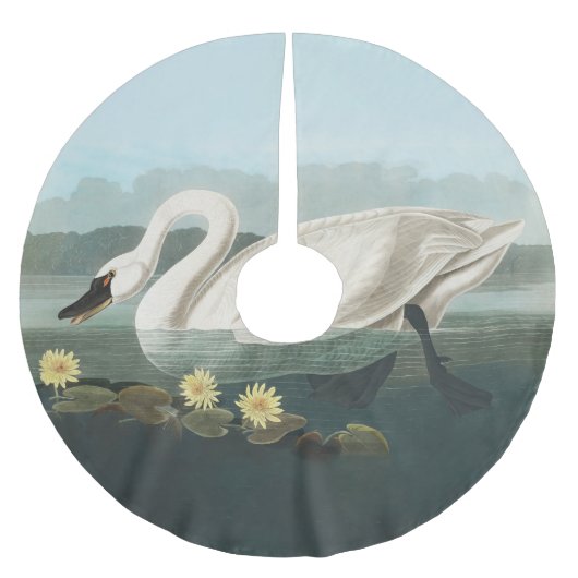 Jupon De Sapin En Polyester Brossé cygne audubon cygnes d'eau blanche (Devant)