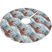 Jupon De Sapin En Polyester Brossé Dachshund Dog in Sledge Let it neige Noël (Angle)