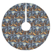 Jupon De Sapin En Polyester Brossé Dachshund Halloween Éffrayant (Devant)